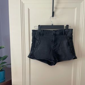 Distressed Black High-waisted Shorts
